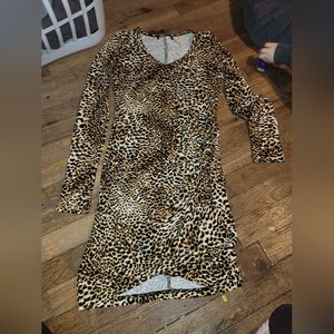 Leopard Print Long Sleeve Bodycon Dress